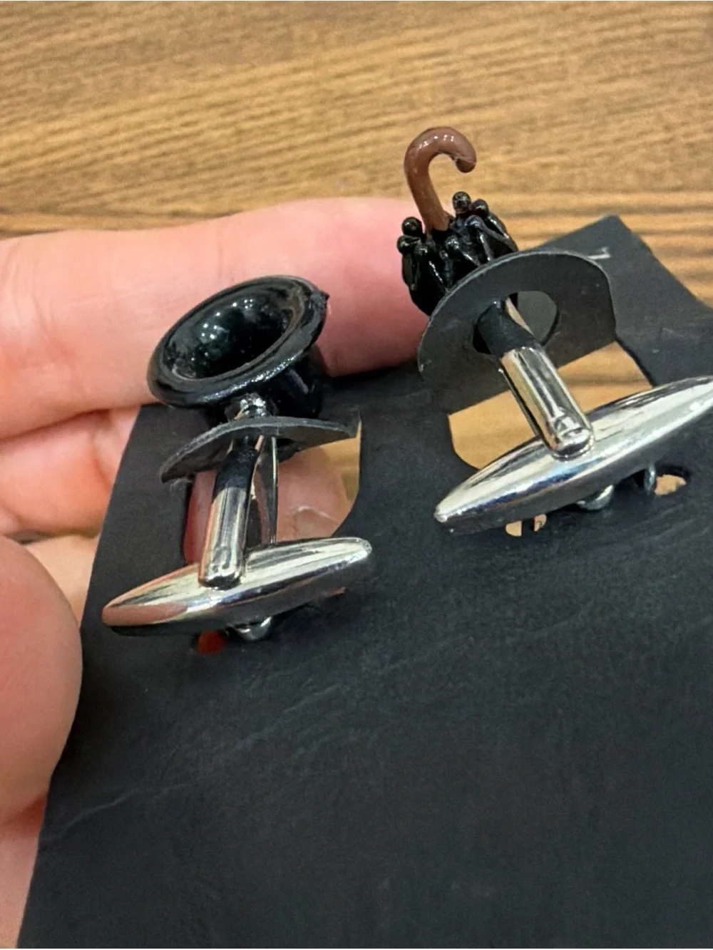 Black top hat and umbrella Cufflinks